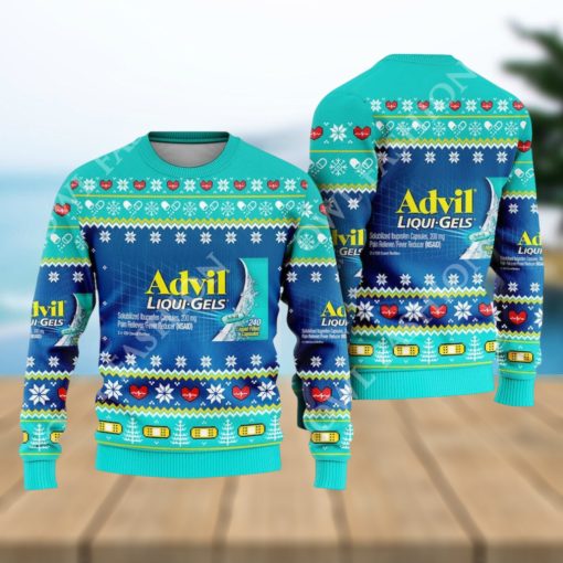 Pharmacy Nurse Medical Advil Liquigels Ugly Christmas Sweater