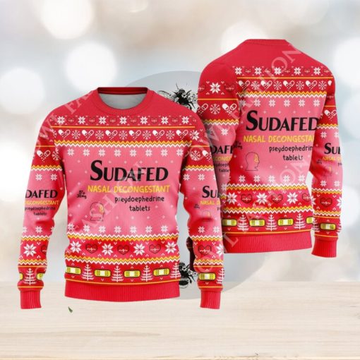 Pharmacy Nurse Medical Sudafed Nasal Decongestant Ugly Christmas Sweater