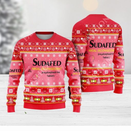 Pharmacy Nurse Medical Sudafed Nasal Decongestant Ugly Christmas Sweater