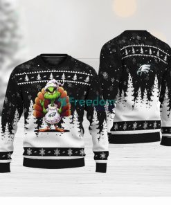 Philadelphia Eagles Black Grinch Turkey Disguise Thankgiving Knitted Christmas Sweater AOP Gift Holidays