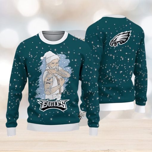 Philadelphia Eagles Christmas Santa Claus Tattoo Ugly Christmas Sweater