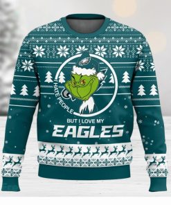 Philadelphia Eagles Grinch I Hate People But I Love 3D Sweater Christmas Gift Ugly Christmas Sweater