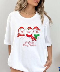 Pig Santa hat ho ho ho merry Christmas shirt