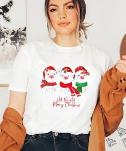 Pig Santa hat ho ho ho merry Christmas shirt