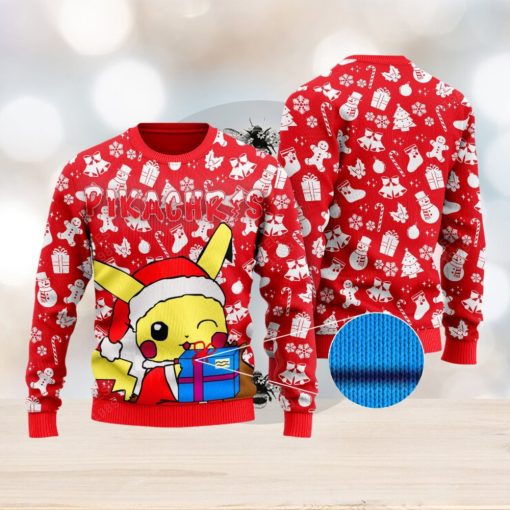 Pikachu Knitted Christmas 3D Sweater For Men And Women