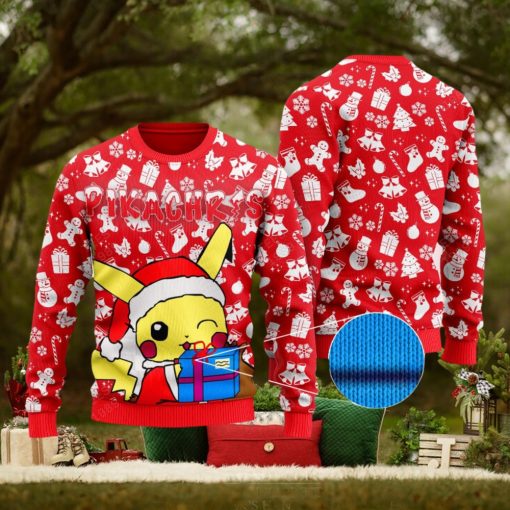 Pikachu Knitted Christmas 3D Sweater For Men And Women