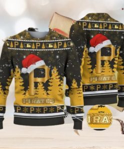 Pittsburgh Pirates Logo Golden Fans Santa Hat Tree Ugly Christmas Sweater