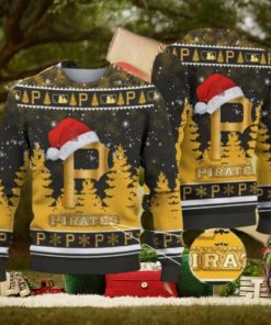 Pittsburgh Pirates Logo Golden Fans Santa Hat Tree Ugly Christmas Sweater