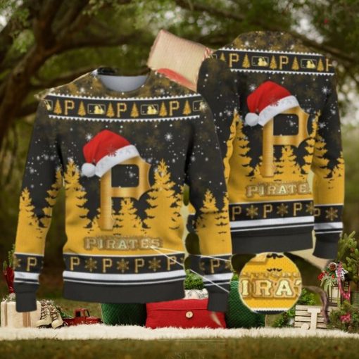 Pittsburgh Pirates Logo Golden Fans Santa Hat Tree Ugly Christmas Sweater