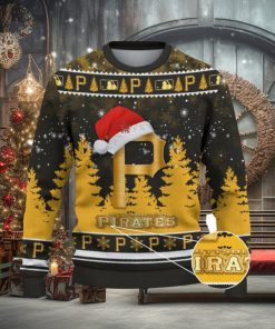 Pittsburgh Pirates Logo Wearing Santa Hat Trending Christmas Gift AOP Ugly Christmas Sweater Men Women Winter Gift