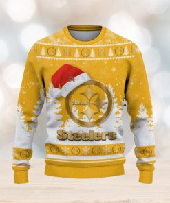 Pittsburgh Steelers Logo Wearing Santa Hat Trending Christmas Gift AOP Ugly Christmas Sweater Men Women Winter Gift