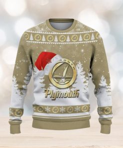 Plymouth Logo Wearing Santa Hat Trending Christmas Gift AOP Ugly Christmas Sweater Men Women Winter Gift