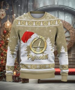 Plymouth Logo Wearing Santa Hat Trending Christmas Gift AOP Ugly Christmas Sweater Men Women Winter Gift