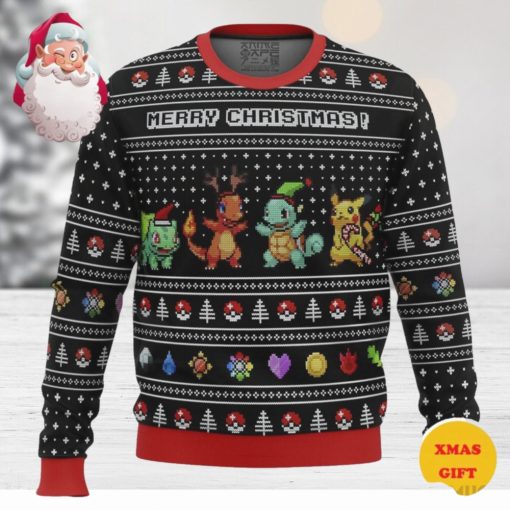 Pokemon Kanto Starters Christmas AOP Sweater