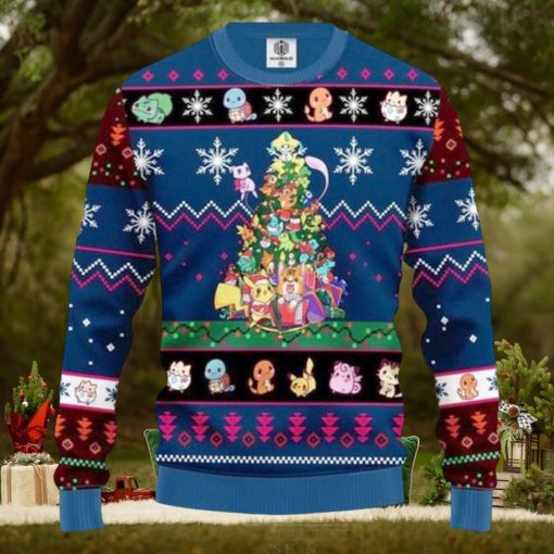 Pokemon Tree Blue Ugly Christmas Sweater