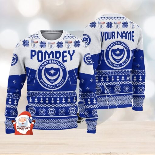 Portsmouth F.C 3D Ugly Christmas Sweater Christmas Holiday Gift Custom Name For Men And Women