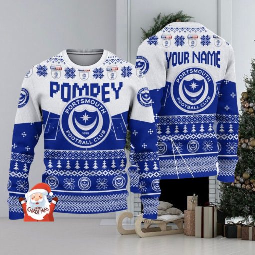 Portsmouth F.C 3D Ugly Christmas Sweater Christmas Holiday Gift Custom Name For Men And Women