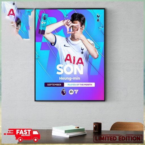 Premier League Son Heung min Player Of The Month September EA Sports FC Home Decor Poster Canvas