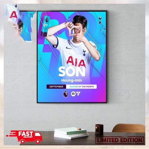 Premier League Son Heung min Player Of The Month September EA Sports FC Home Decor Poster Canvas