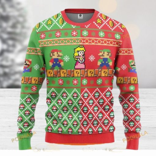 Princess Peach Ugly Xmas Sweater, Cute Ugly Christmas Sweater for Gamers