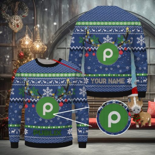 Publix Ugly Christmas Sweater, Xmas Gift Ideas For Fans Custom Name