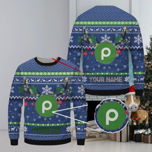 Publix Ugly Christmas Sweater, Xmas Gift Ideas For Fans Custom Name