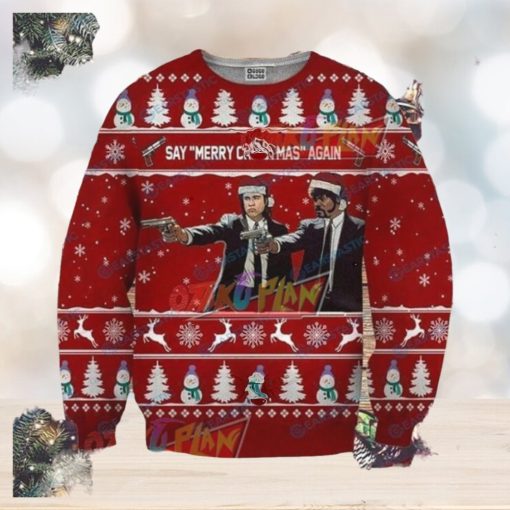 Pulp Fiction Say Merry Christmas Again Christmas Ugly Sweater