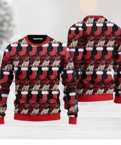 Puppy Dog With Red Xmas Socks Pattern Christmas Unisex Ugly Sweater