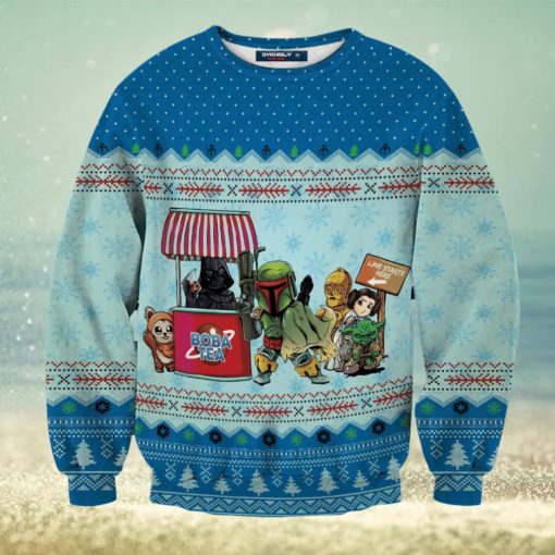 Queue For Bobatea Ugly Christmas Sweater Perfect Holiday Gift