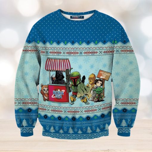 Queue For Bobatea Ugly Christmas Sweater Perfect Holiday Gift