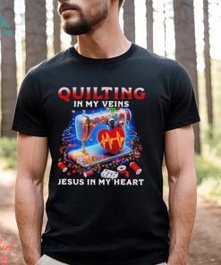 Quilting in my Veins Jesus in my Heart Merry Christmas 2023 Shirt