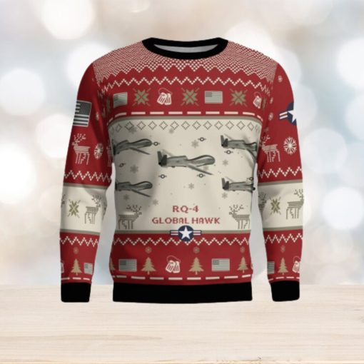 RQ 4 Global Hawk RQ4 Aircraft Ugly Christmas Sweater 2023 Veteran Christmas Gift Red Sweater