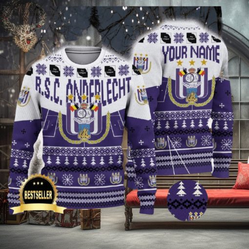 RSC Anderlecht Ugly Christmas Sweater Logo Custom Name Gift Fans