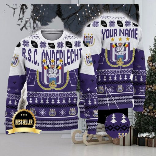 RSC Anderlecht Ugly Christmas Sweater Logo Custom Name Gift Fans