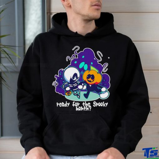 Ready for the spooky month skeleton vs pumpkin man shirt