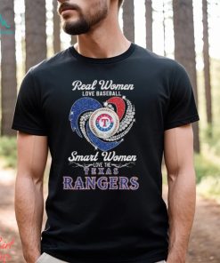 Real Women Love Baseball Smart Women Love Texas Rangers Diamond Heart 2023 Shirt