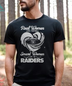 Real Women Love Football Smart Women Love Las Vegas Raiders Diamond Heart T Shirts