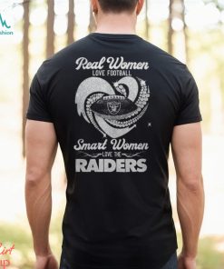 Real Women Love Football Smart Women Love Las Vegas Raiders Diamond Heart T Shirts