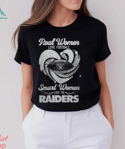 Real Women Love Football Smart Women Love Las Vegas Raiders Diamond Heart T Shirts