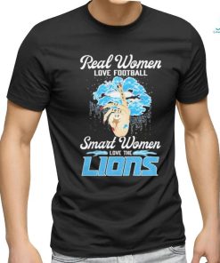 Real Women Love Football Smart Women Love The Detroit Lions Lips Diamonds T shirt