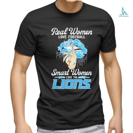 Real Women Love Football Smart Women Love The Detroit Lions Lips Diamonds T shirt