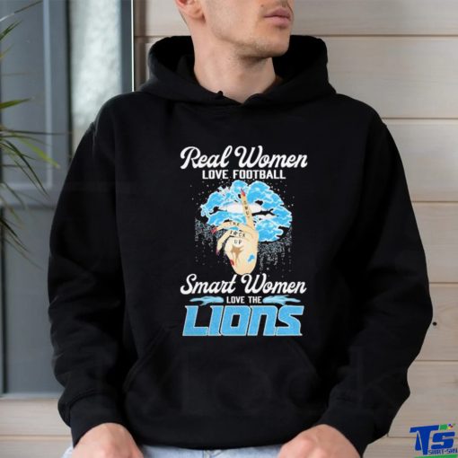 Real Women Love Football Smart Women Love The Detroit Lions Lips Diamonds T shirt