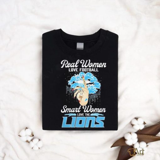 Real Women Love Football Smart Women Love The Detroit Lions Lips Diamonds T shirt