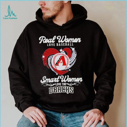 Real women love baseball smart women love the Arizona Diamondbacks baseball heart logo gift shirt