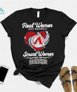 Real women love baseball smart women love the Arizona Diamondbacks baseball heart logo gift shirt