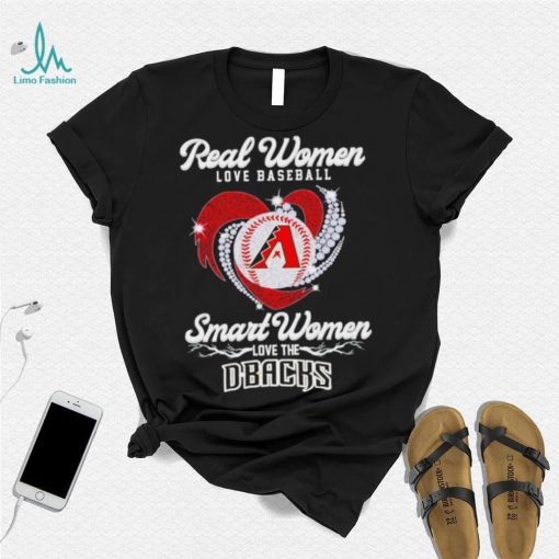 Real women love baseball smart women love the Arizona Diamondbacks baseball heart logo gift shirt