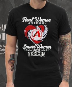 Real women love baseball smart women love the Arizona Diamondbacks baseball heart logo gift shirt