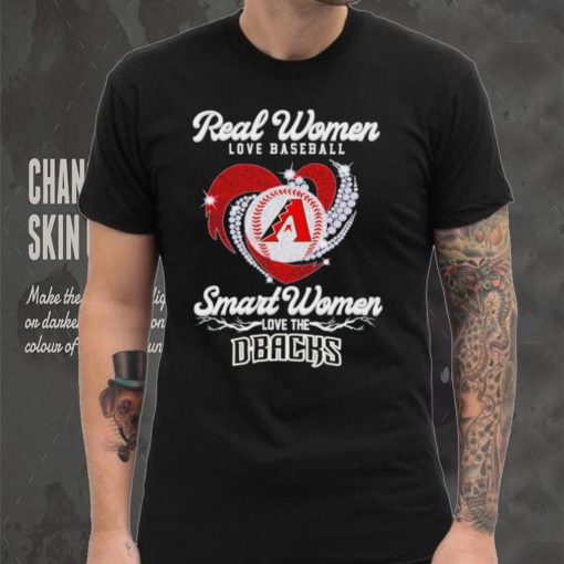 Real women love baseball smart women love the Arizona Diamondbacks baseball heart logo gift shirt