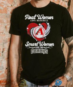 Real women love baseball smart women love the Arizona Diamondbacks baseball heart logo gift shirt
