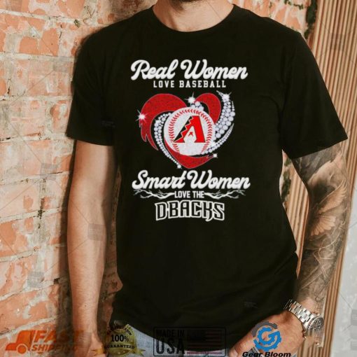 Real women love baseball smart women love the Arizona Diamondbacks baseball heart logo gift shirt